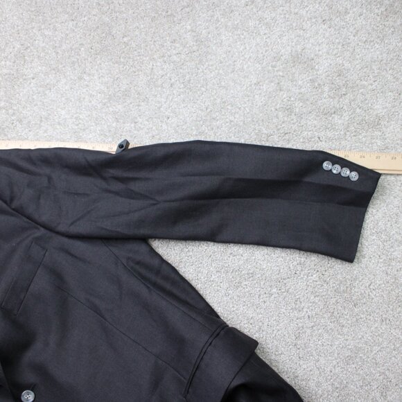 Jos A. Bank Blazer Mens 46L Black Wool/Silk/Ramie Blend 3 Button Single Vent - Picture 6 of 12